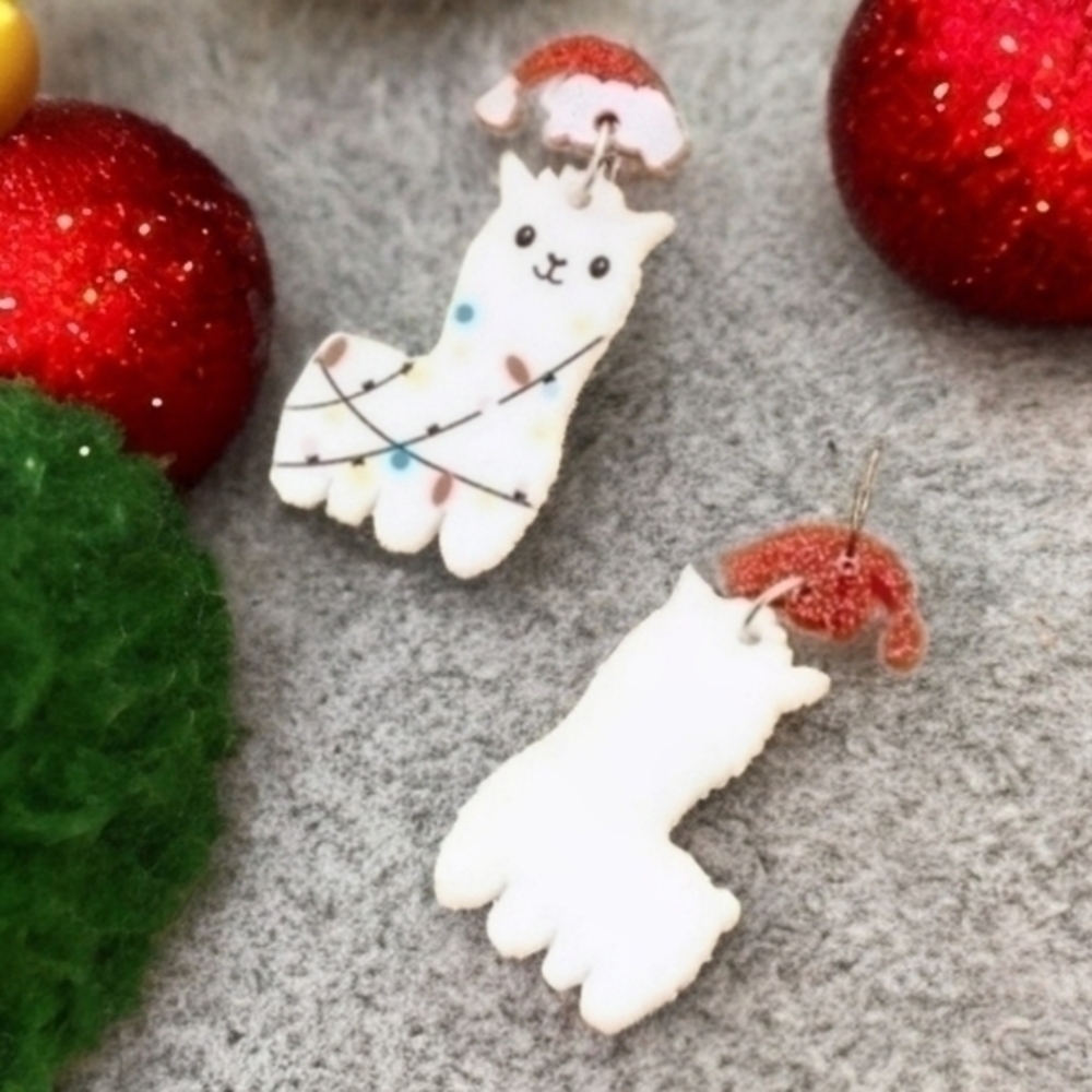 MODCLOTH CHRISTMAS ALPACA EARRINGS - Picture 2 of 3